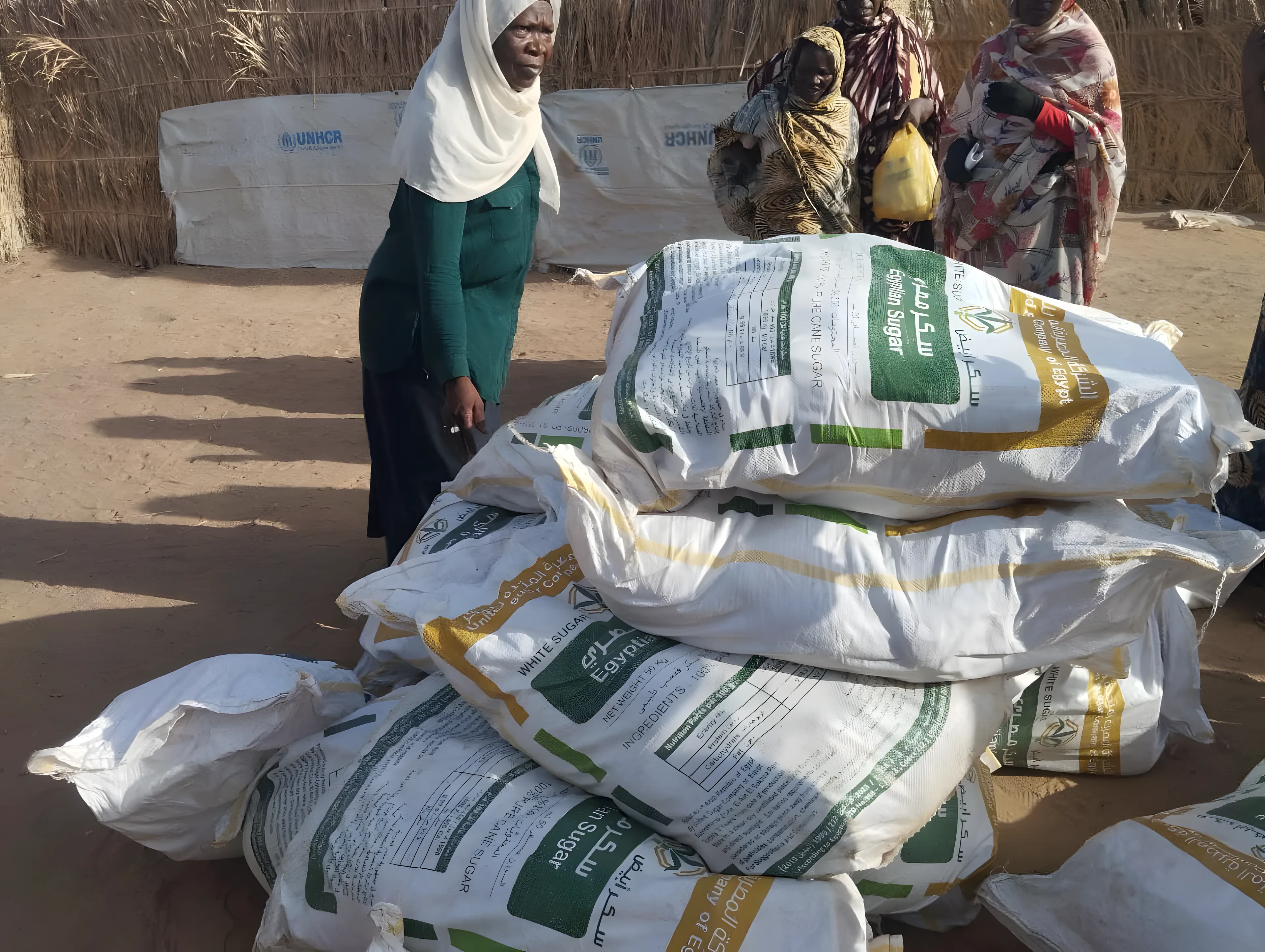Aide alimentaire prête à être distribuée.